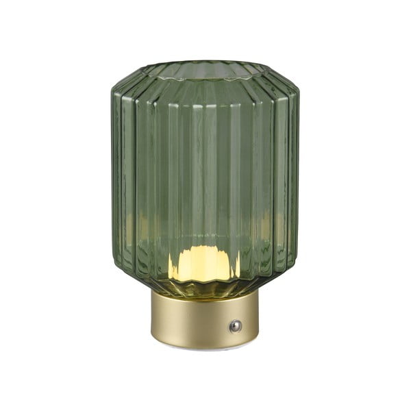 Zelena/u zlatnoj boji LED stolna lampa s mogućnosti zatamnjivanja sa staklenim sjenilom (visina 19,5 cm) Lord – Trio