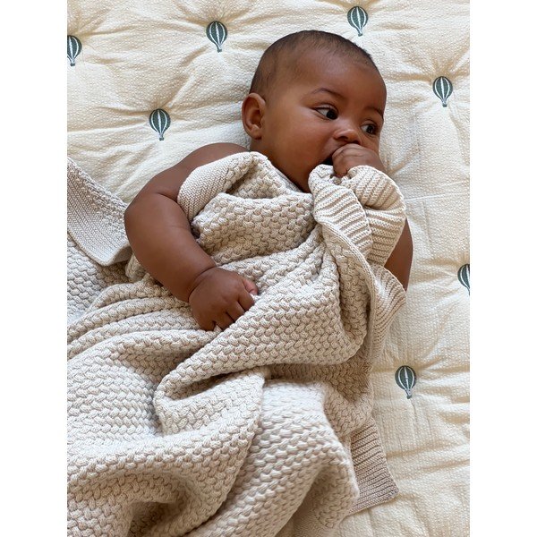 Svijetlo žuta/plava prošivena deka za bebe od organskog pamuka 90x120 cm Balloon – Cam Cam Copenhagen-image-4