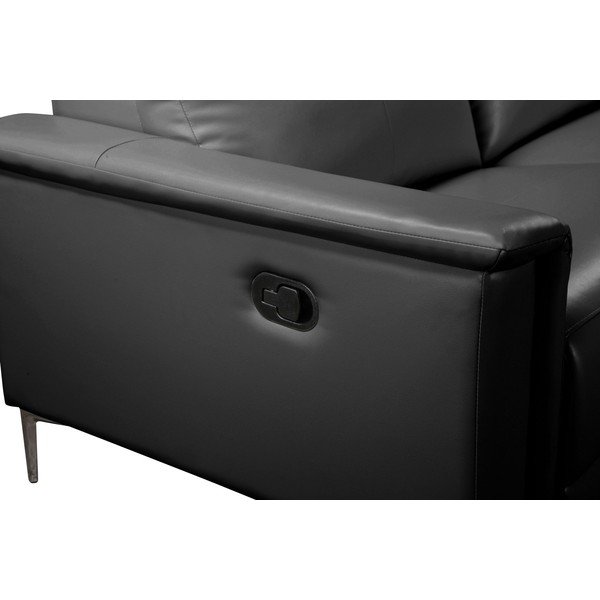 Crna kutna garnitura od imitacije kože (s desnim kutom) Lund – Støraa-image-4