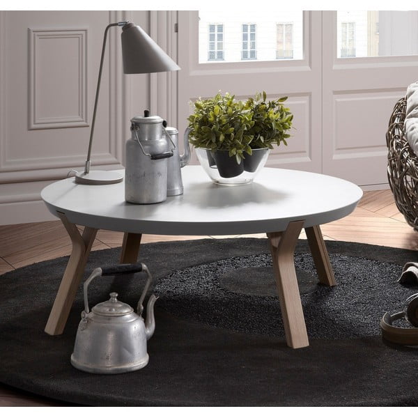 Bijeli stolić Kave Home Solid, Ø 90 cm-image-1