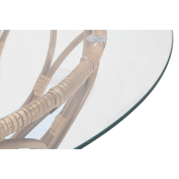 Okrugli stolić za kavu sa staklenom pločom u prirodnoj boji ø 75 cm Panama - Mauro Ferretti-image-3