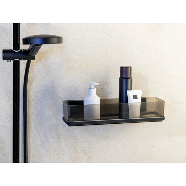 Crna plastična samoljepljiva kupaonska polica Quadro – Wenko-image-2