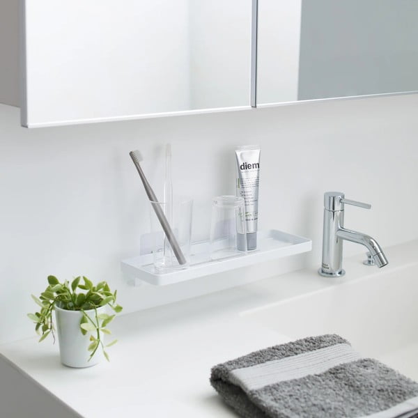 Mat bijela željezna kupaonska polica s postavljanjem bez bušenja Film Hook – YAMAZAKI-image-1