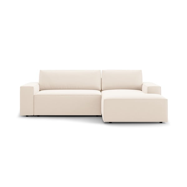 Bež baršunasti sklopiva/s prostorom za odlaganje kutna garnitura (s desnim kutom/s ležaljkom) Jodie – Micadoni 