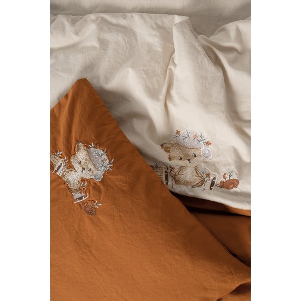 Narančasta/bež pamučna dječja posteljina za dječji krevetić s uključenom plahtom/4-dijelna 100x150 cm Clever – Mijolnir-image-2