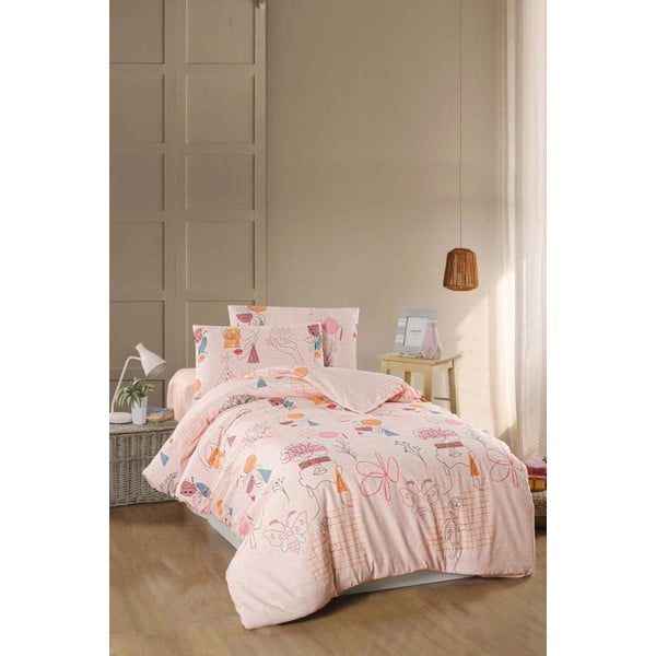 Svijetlo roza posteljina za jedan krevet/s produženom plahtom  160x220 cm Drawing Art - Mila Home