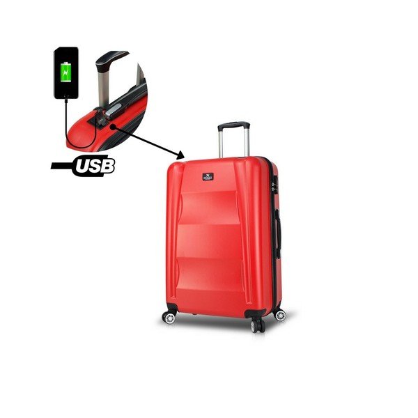 Crveni putni kovčeg na kotačima s USB priključkom My Valice COLORS LASSO Veliki kofer-image-2