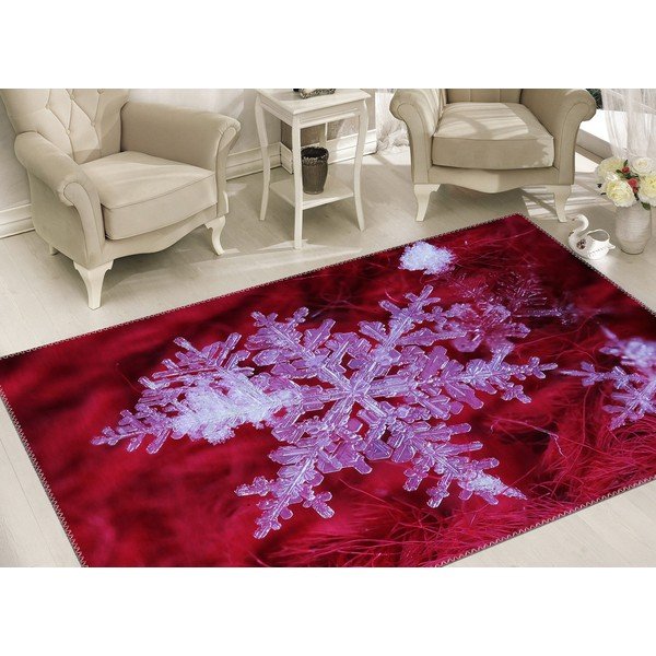 Tepih Vitaus Christmas Period Red Icy Snowflake, 50 x 80 cm-image-1