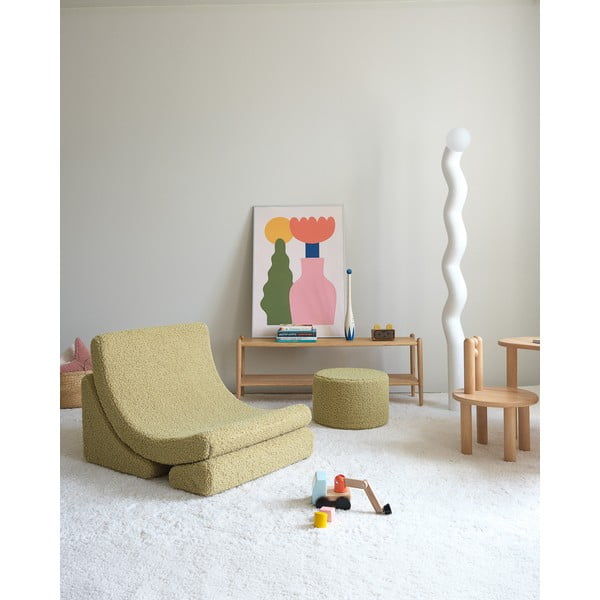 Zeleni dječji tabure od bouclé tkanine – Wigiwama-image-4