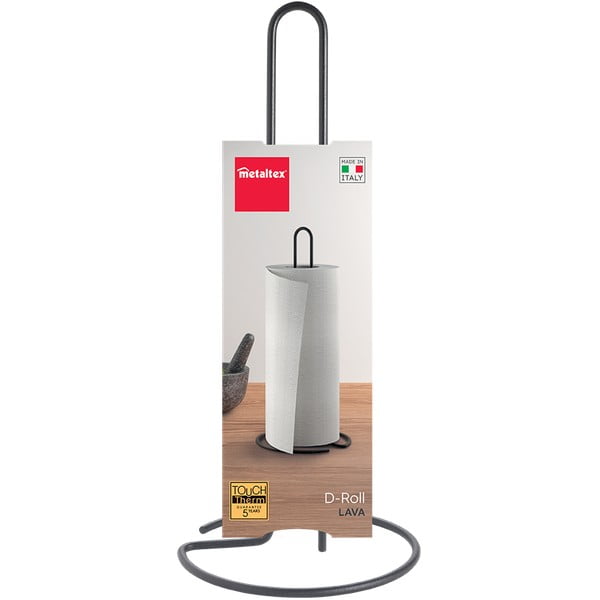 Mat crni željezan stalak za papirnate ručnike ø 14 cm Lava – Metaltex-image-2
