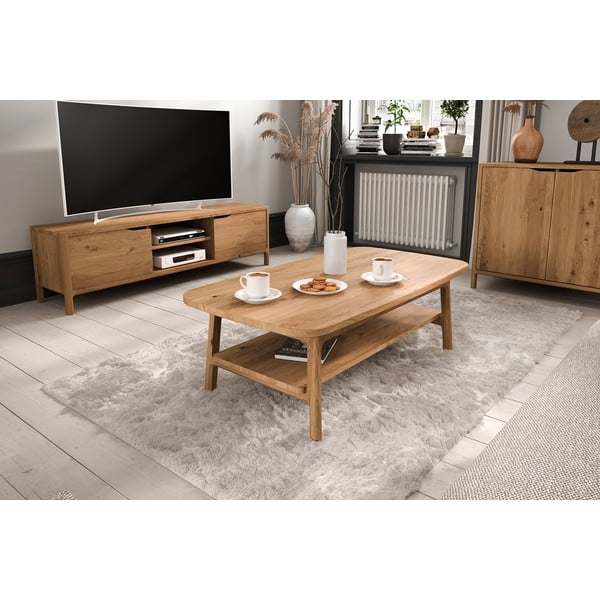 Stolić za kavu od punog hrasta u prirodnoj boji 70x110 cm Twig – The Beds-image-3