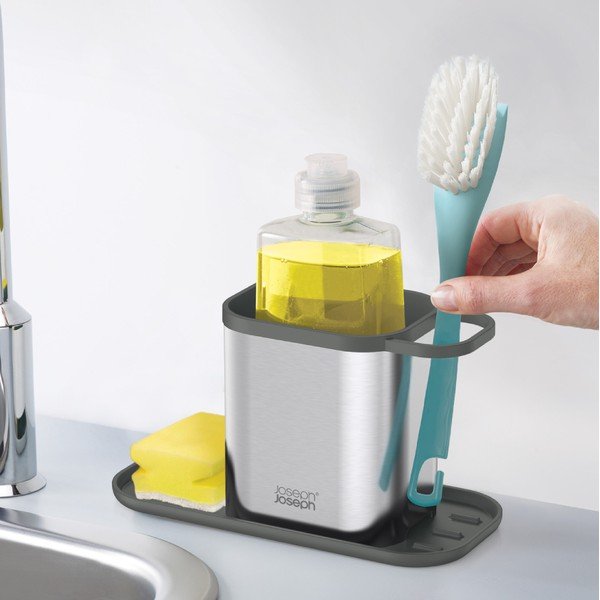 Metalni držač za deterdžente u sjajno srebrnoj boji Duo Steel – Joseph Joseph-image-2