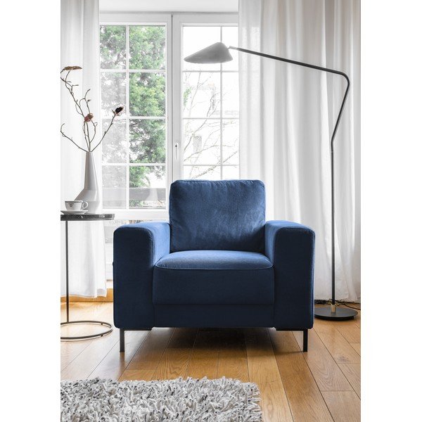 Tamno plava fotelja od samta Lofty Lilly – Miuform-image-1