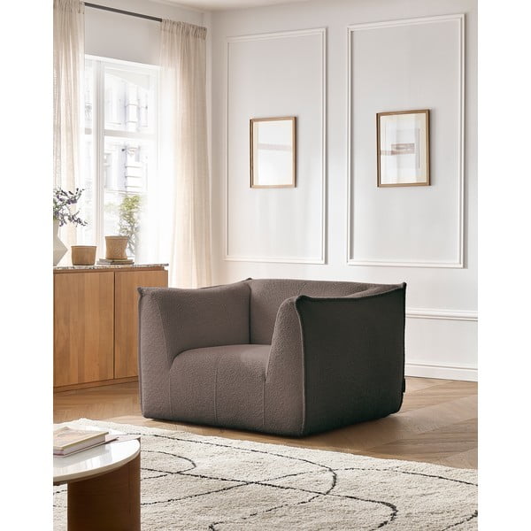 Smeđa fotelja od bouclé tkanine Giorgia – Bobochic Paris-image-1