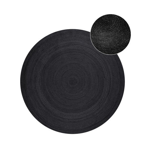 Crni obostrani/ručno rađen juten okrugao tepih ø 140 cm Braided  – Hanse Home