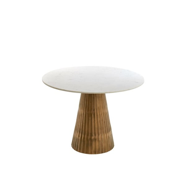 Bijeli/u brončanoj boji okrugli blagovaonski stol s pločom stola u mramornom dekoru ø 100 cm Leyda – Light & Living