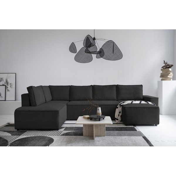 Antracitno siva sklopiva kutna garnitura od samta (s lijevim kutom/u obliku slova "U") Brave Dave – Miuform-image-1