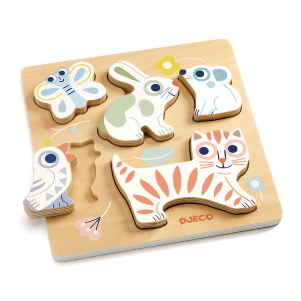 Dječje drvene puzzle Djeco Pastel Cubs