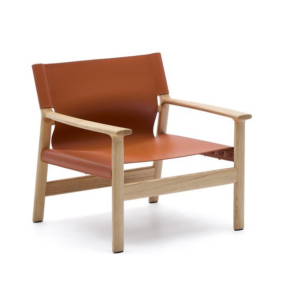 Konjak smeđa kožna fotelja Jan – Kave Home