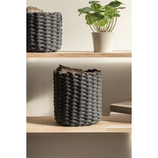 Tekstilna košara ø 25x25 cm Peach Skin Round M – Bigso-image-1