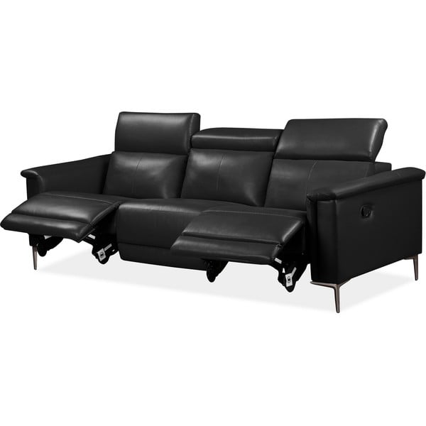 Crna sofa od imitacije kože 222 cm Lund – Støraa-image-1