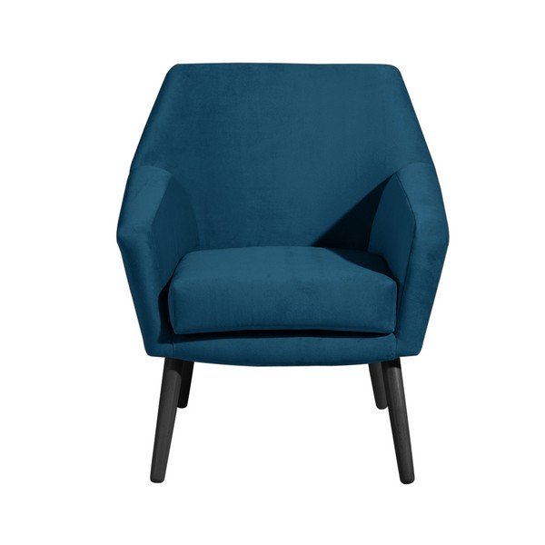 Plava baršunasta fotelja s crnim nogama Max Winzer Alegro-image-2