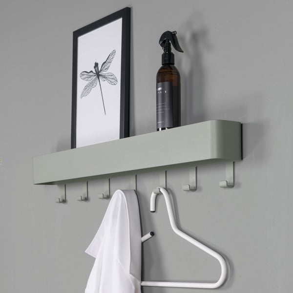 Prljavo zelena metalna zidna vješalica s policom 72 cm Dax Play – Spinder Design-image-4