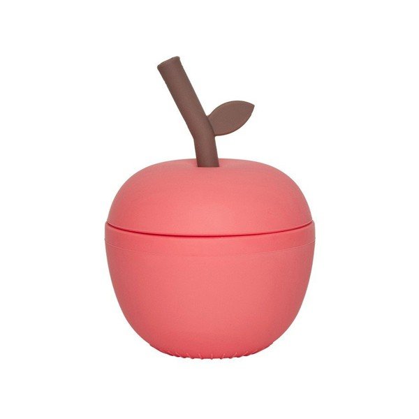 Crvena silikonska dječja šalica Apple – OYOY Mini