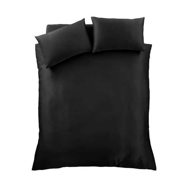 Crna satenska posteljina za bračni krevet/za produženi krevet 230x220 cm Silky Soft – Catherine Lansfield