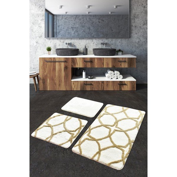 Smeđe i bijele kupaonske prostirke u setu od 3 komada 100x60 cm Bonne - Foutastic-image-2