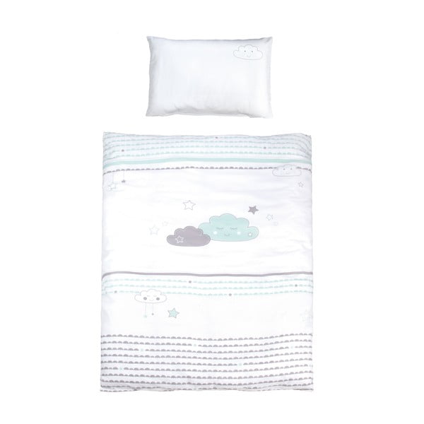 Bijela pamučna dječja posteljina za dječji krevetić 100x135 cm Happy Cloud – Roba