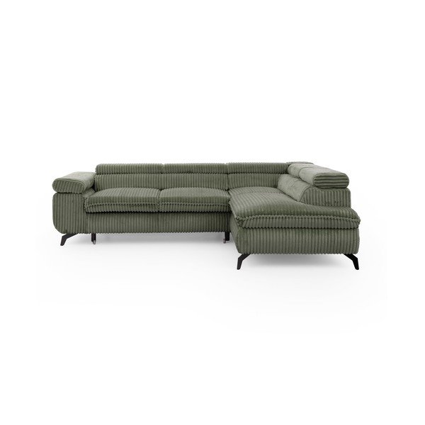 Zelena kutna garnitura od samta (s desnim kutom/u obliku slova L) Marbeya  – Ropez