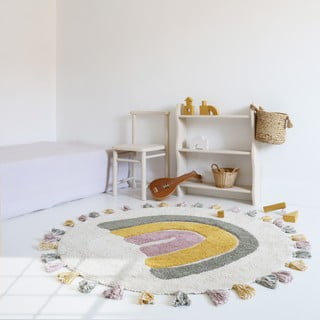 Krem periv/ručno rađen pamučan dječji tepih ø110 cm Rainbow Moss – Nattiot