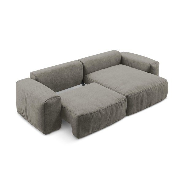 Siva sklopiva kutna garnitura od šenila (s desnim kutom/s ležaljkom) Kuki – Makamii-image-4