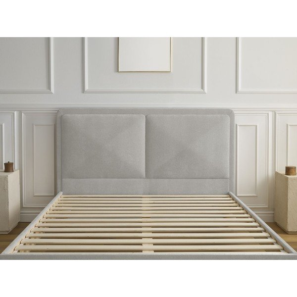 Sivi podstavljeni tapecirani bračni krevet s podnicom 180x200 cm Mara – Bobochic Paris-image-2