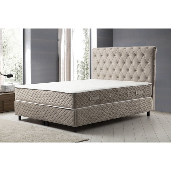 Bež boxspring krevet s prostorom za odlaganje 140x200 cm Sonata – Kalune Design-image-2