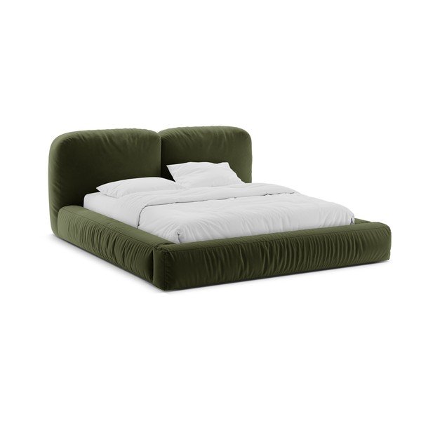 Zeleni tapecirani bračni krevet s prostorom za odlaganje s podnicom 180x200 cm Martina – Micadoni 