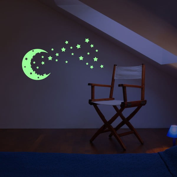Set dječjih zidnih svijetlećih naljepnica Moon and Stars-image-1