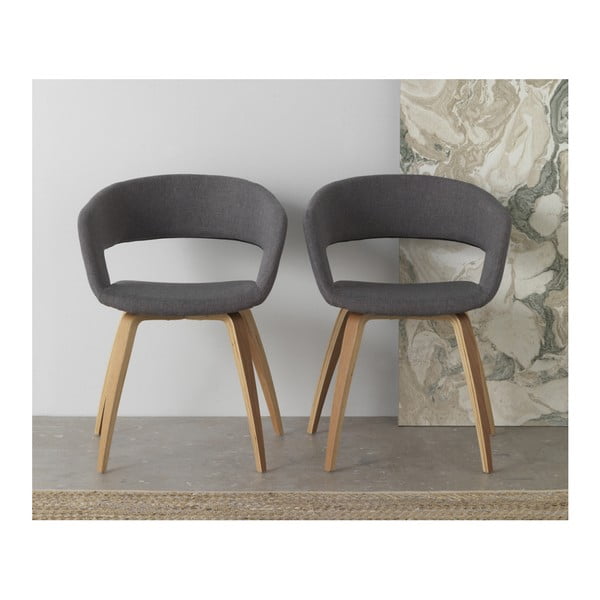 Set od 4 drvene blagovaonske stolice s presvlakom u obliku guske sive boje-image-2