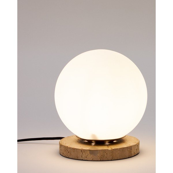 Bijela stolna lampa sa staklenim sjenilom (visina 22 cm) Malachi – Kave Home-image-3