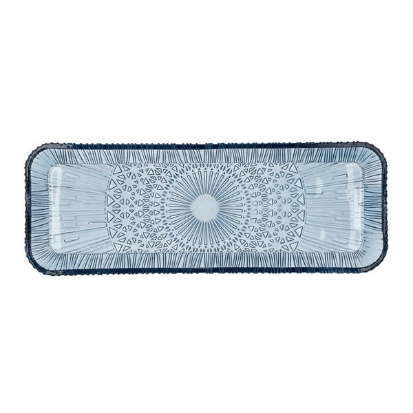 Plavi stakleni tanjur za posluživanje 14x38 cm Kusintha – Bitz