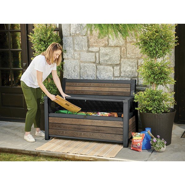 Tamno smeđa plastična vrtna klupa Deco – Keter-image-4