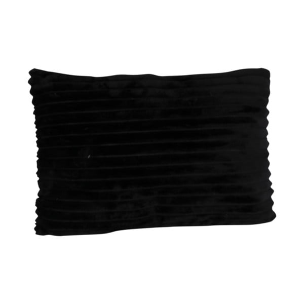 Crni baršunasti jastuk PT LIVING Ribbed, 50 x 30 cm