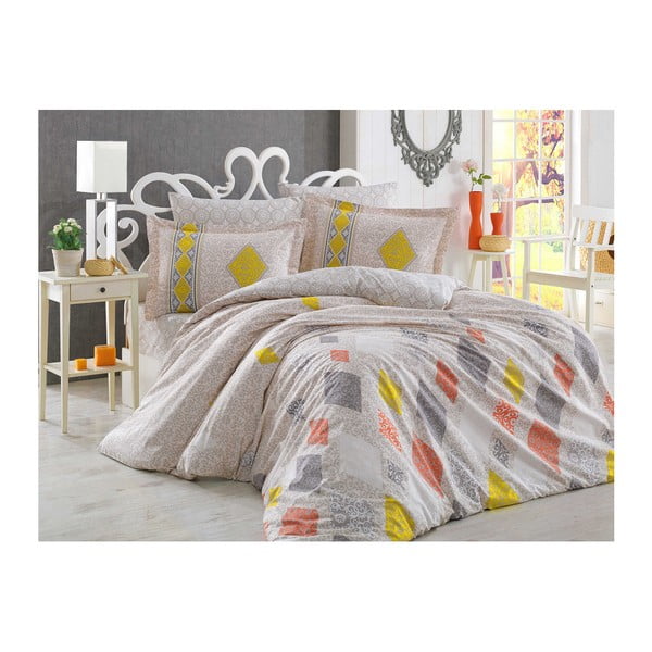 Pamučna posteljina od poplina s plahtom za krevet za jednu osobu Maliya, 160 x 220 cm