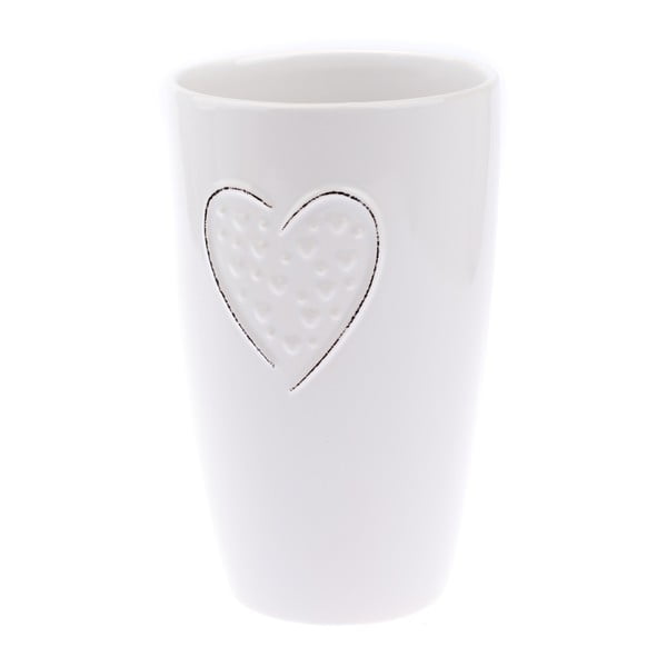 Bijela keramička vaza Dakls Hearts Dots, visina 22 cm