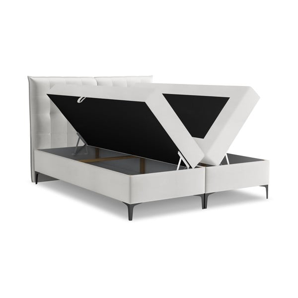 Svijetlo sivi boxspring krevet s prostorom za odlaganje 180x200 cm Mikana – Makamii-image-1