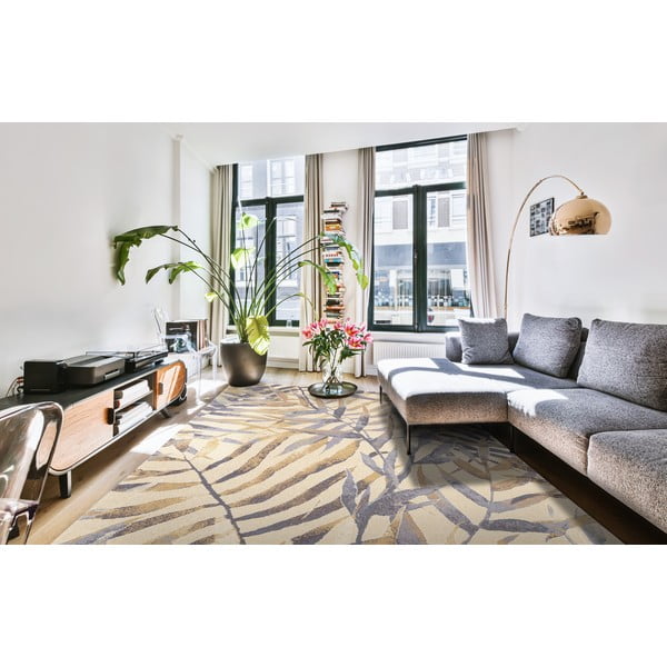 Bež vuneni tepih 133x180 cm Florid – Agnella-image-1