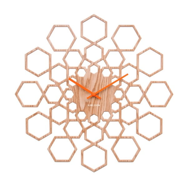 Zidni sat u drvenom dekoru Karlsson Sunshine Hexagon