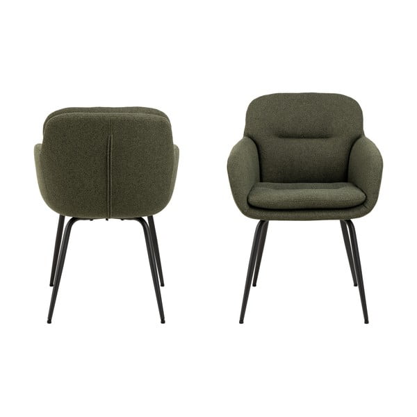 Kaki zelena podstavljena blagovaonska stolica s naslonima za ruke Dora – Actona-image-2