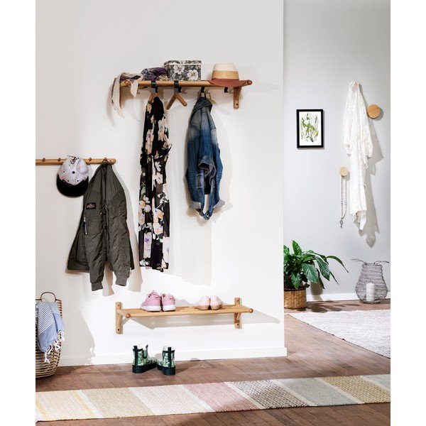 Zidna vješalica od hrastovine u prirodnoj boji Milford - Rowico-image-1